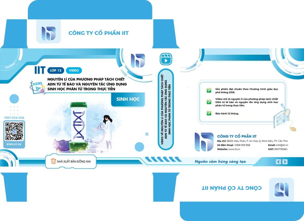 Video về nguyên lí của phương pháp tách chiết ADN từ tế bào và nguyên tắc ứng dụng sinh học phân tử trong thực tiễn.